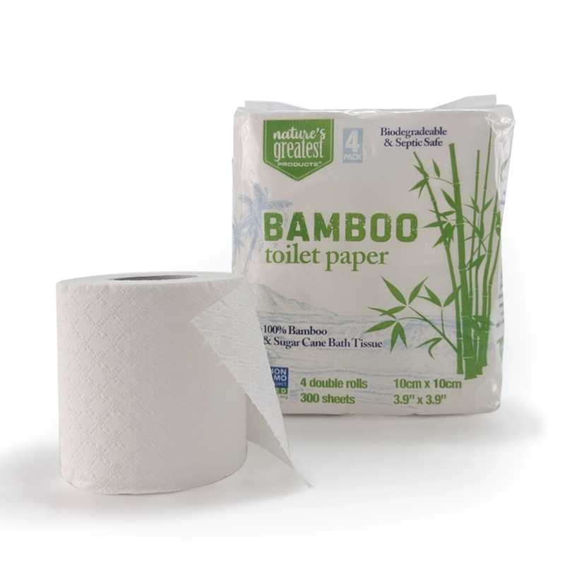 Tree Free Bamboo Toilet Paper, Septic Safe, Biodegradable, Eco Friendly Bath Tissue with Soft, Quick Dissolving 2 Ply Sheets,300 Sheets Per Roll, 48 Double Roll